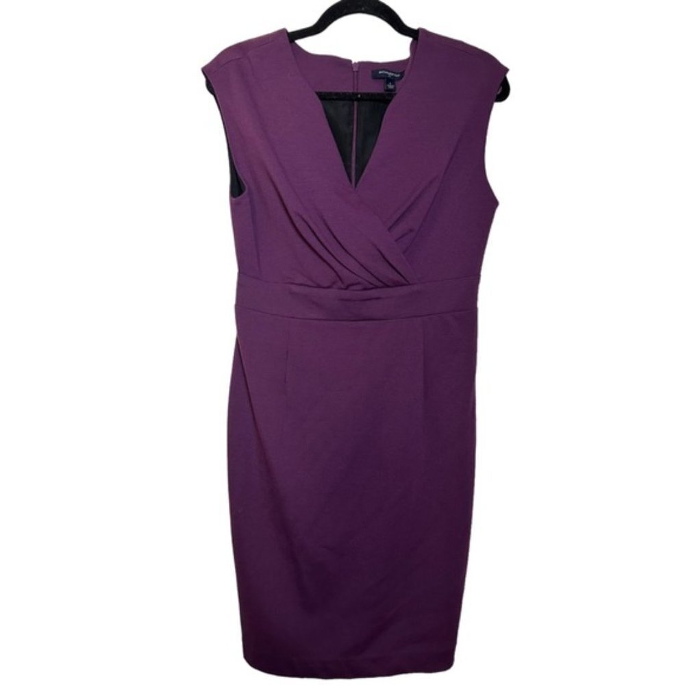 Banana Republic Crossover V-Neck Sheath Cocktail Dress in Plum Purple